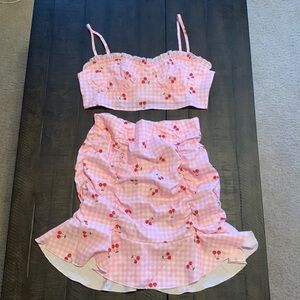 cherry gingham matching set
